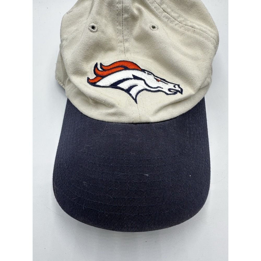 VTG 90s Twins Enterprise NFL Official Denver Broncos Hat Snapback Cap Beige Navy - Picture 10 of 14